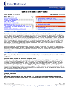 Gene Expression Tests - UnitedHealthcareOnline.com