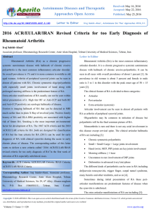 2016 ACR/EULAR/IRAN Revised Criteria for too Early