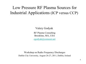 Low Pressure RF Plasma Sources for Industrial Applications (ICP