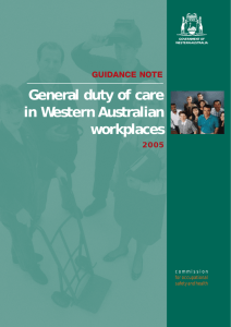 Guidance note - General duty of care in Western Australian
