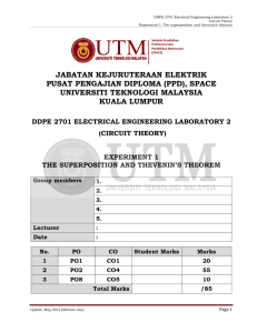 Experiment 1 The superposition and thevenins theorem