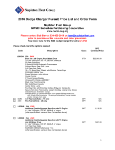 2016 Dodge Charger Pursuit Price List and Order Form