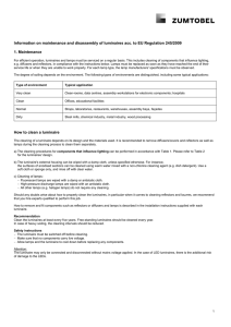 Information on maintenance and disassembly of luminaires acc. to