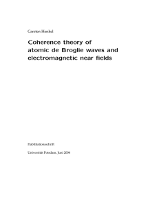 Coherence theory of atomic de Broglie waves and