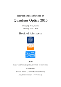 Quantum Optics 2016 - Universität Innsbruck
