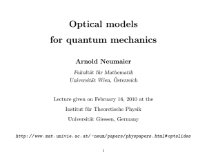 Optical models for quantum mechanics