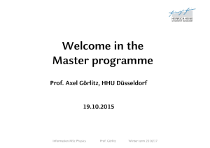 Welcome in the Master programme