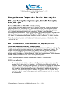 Energy Harness Corporation Product Warranty for