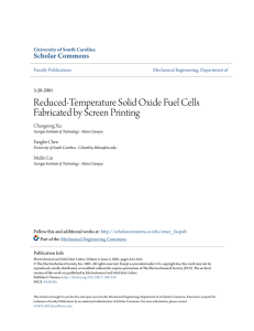 Reduced-Temperature Solid Oxide Fuel Cells Fabricated by Screen