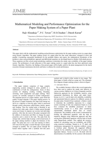 Mathematical Modeling and Performance Optimization for the Paper