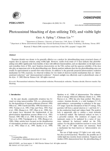Photoassisted bleaching of dyes utilizing TiO2 and visible light