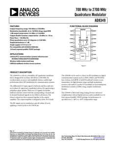 AD8349 700 MHz to 2700 MHz Quadrature Modulator Data Sheet