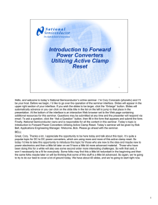 Introduction to Forward Power Converters Utilizing Active Clamp Reset