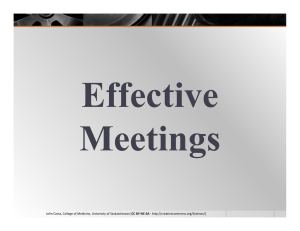 Managing Effective Meetings - University of Saskatchewan