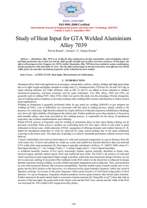 Study of Heat Input for GTA Welded Aluminium Alloy 7039