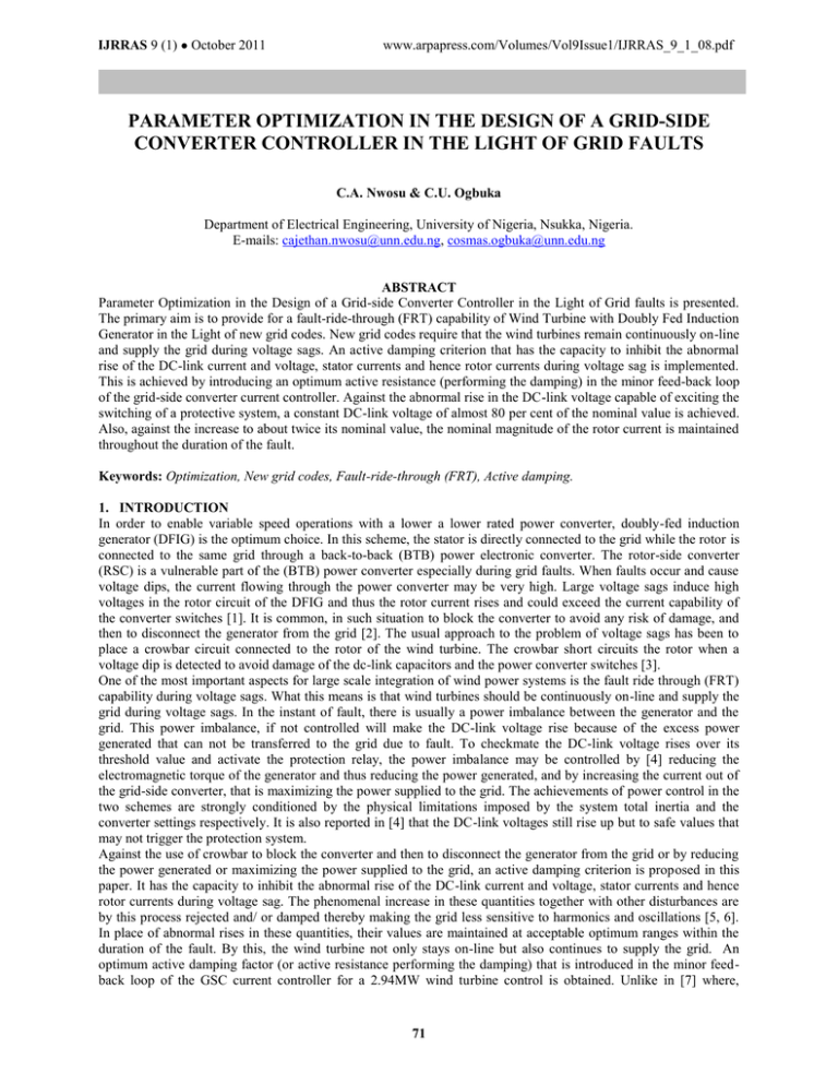 parameter optimization in the design of a grid