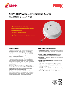 120V AC Photoelectric Smoke Alarm