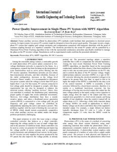 Power Quality Improvement in Single Phase PV System with