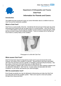 Club Foot Information for Parents and Carers