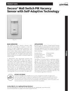 Decora® Wall Switch PIR Vacancy Sensor with Self-Adaptive