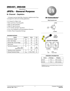 2N5457, 2N5458 JFETs − General Purpose