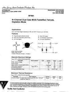 BF961 N-Channel Dual Gate MOS-Fieldeffect Tetrode, Depletion