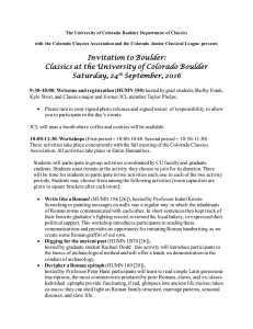 Invitation to Boulder: Classics at the University of Colorado Boulder