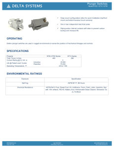 Plunger Switches OPERATING SPECIFICATIONS