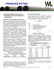WL Plastics PE3408 HDPE Pipe – Determining Pressure Ratings for
