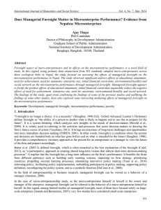 Does Managerial Foresight Matter in Microenterprise Performance