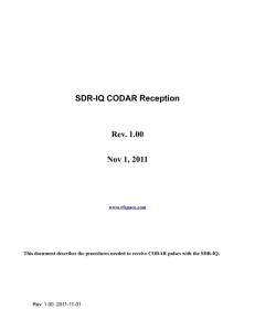 SDR-IQ CODAR Reception Rev. 1.00 Nov 1, 2011