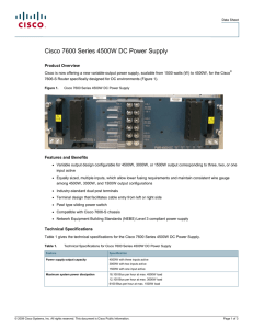 Cisco 7600 Series 4500W DC Power Supply