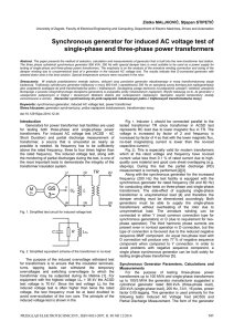 Synchronous generator for induced AC voltage test of single