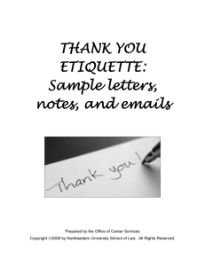THANK YOU ETIQUETTE: Sample letters, notes, and emails