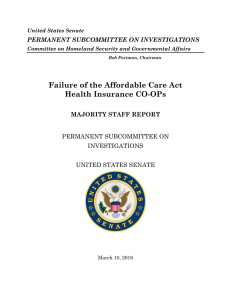 Failure of the Affordable Care Act Health Insurance CO-OPs