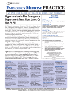 Hypertension In The Emergency Department: Treat Now, Later, Or