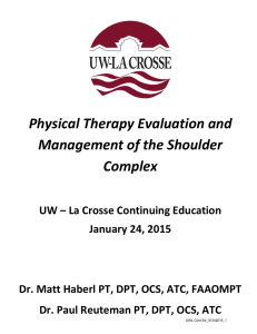 Physical Therapy Evaluation and Management of - UW