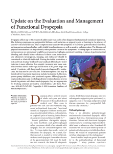 Update on the Evaluation and Management of Functional Dyspepsia