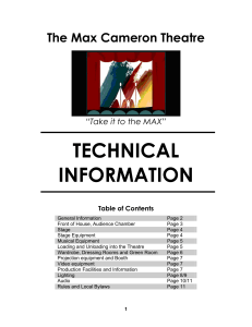 Max Cameron Theatre Inventory and Technical Information