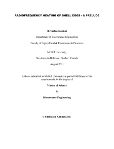 RADIOFREQUENCY HEATING OF SHELL EGGS