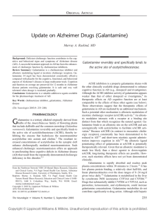 Update on Alzheimer Drugs (Galantamine)