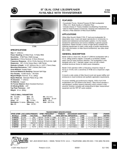 8” DUAL CONE LOUDSPEAKER AVAILABLE WITH TRANSFORMER