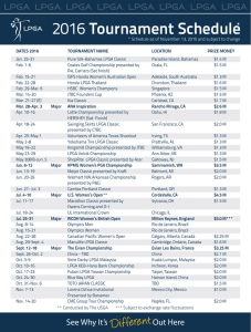 2016 Tournament Schedule