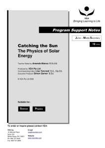 Catching the Sun The Physics of Solar Energy