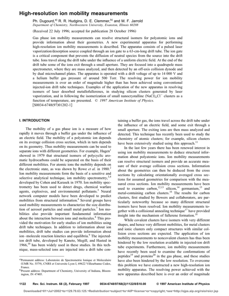 High-resolution ion mobility measurements