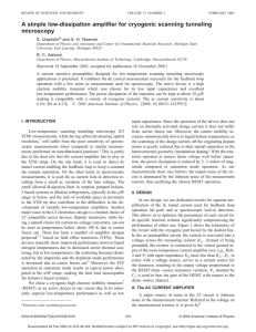 A simple low-dissipation amplifier for cryogenic scanning tunneling