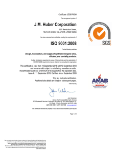 J.M. Huber Corporation ISO 9001:2008