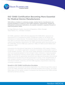 ISO 13485 Certification Becoming More Essential