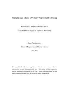 Generalised Phase Diversity Wavefront Sensing - the Heriot