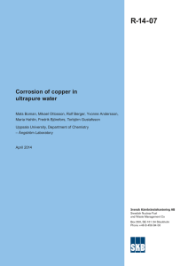 Corrosion of copper in ultrapure water